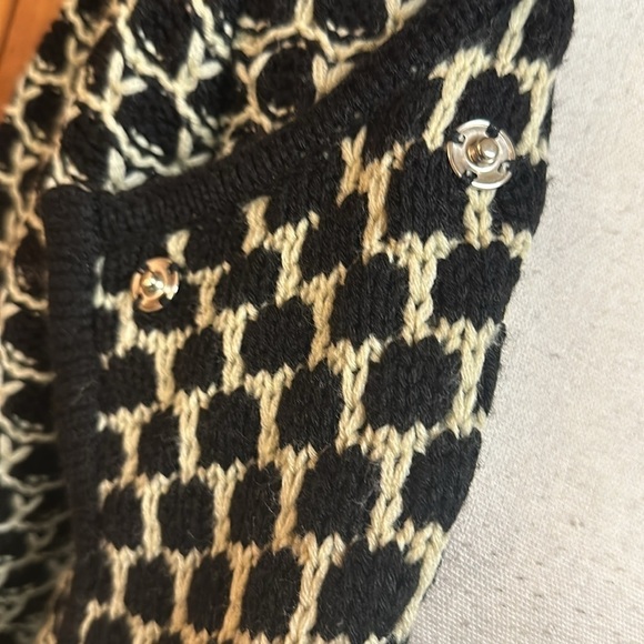 Miss Guided Black/Cream Knit Sweater Swing Jacket Snap Front Small - Picture 8 of 11